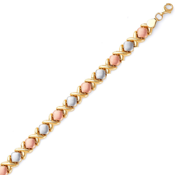 14K Tri-Color Gold Polished Link Bracelet LF1296-7.25 | Jewelry Design  Studio | Jensen Beach, FL